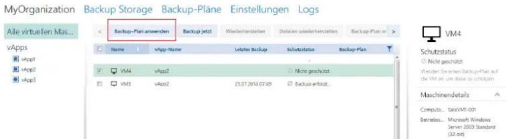 ACRONIS Backup Service for vCloud Update 3 - Klicken Sie auf Backup-Plan anwenden. - 1