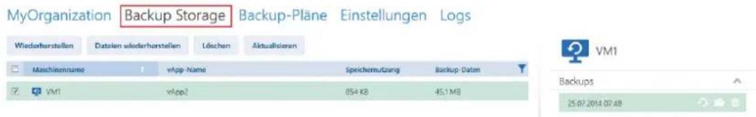 ACRONIS Backup Service for vCloud Update 3 - Die Wiederherstellung konfigurieren - 1