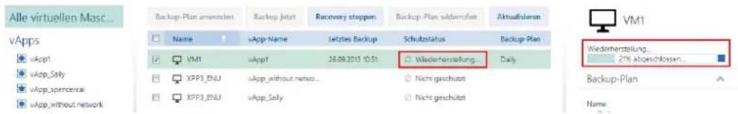 ACRONIS Backup Service for vCloud Update 3 - Den Recovery-Fortschritt überwachen - 1