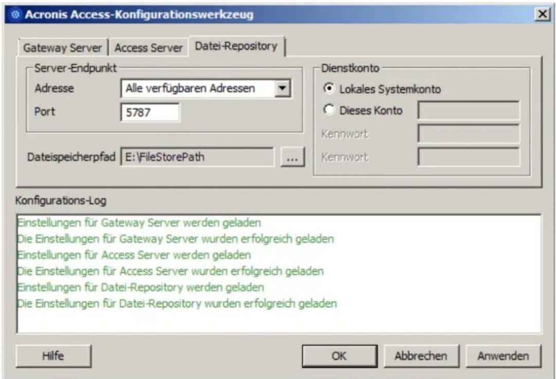 ACRONIS Access (Administrator) - Rolle starten und Konfigurationswerkzeug verwenden - 3