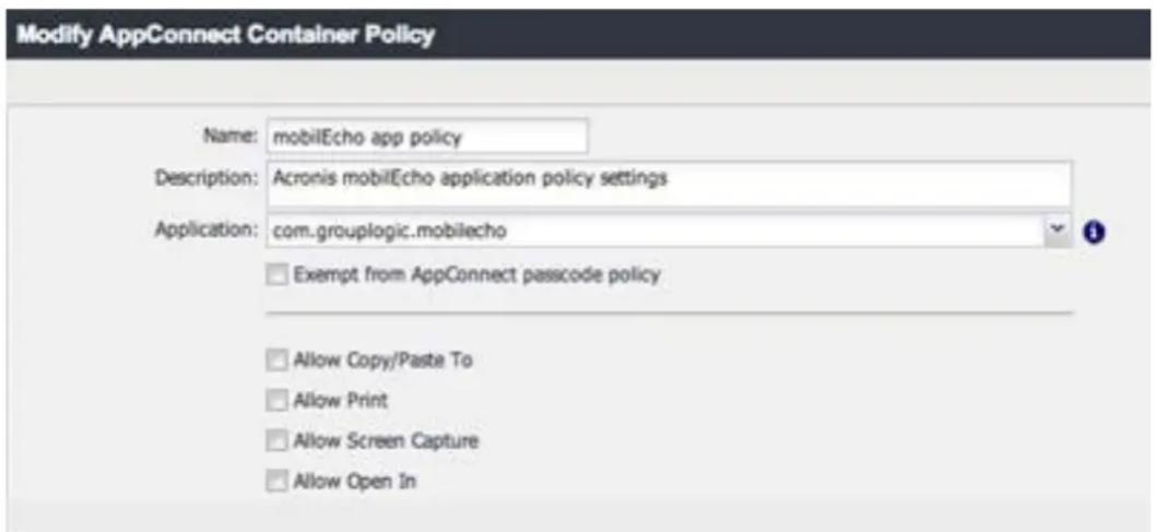 ACRONIS Access (Administrator) - Eine Container-Richtlinie für die Acronis Access-App erstellen - 1