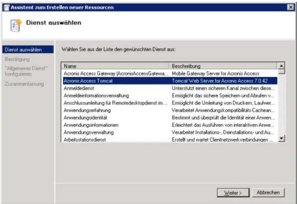 ACRONIS Access (Administrator) - Alle erforderlichen Dienste der Acronis Access Rolle hinzufügen - 2