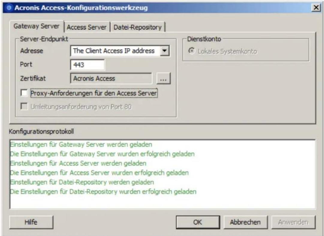 ACRONIS Access (Administrator) - Verwenden des Konfigurationswerkzeugs auf dem zweiten Knoten - 1