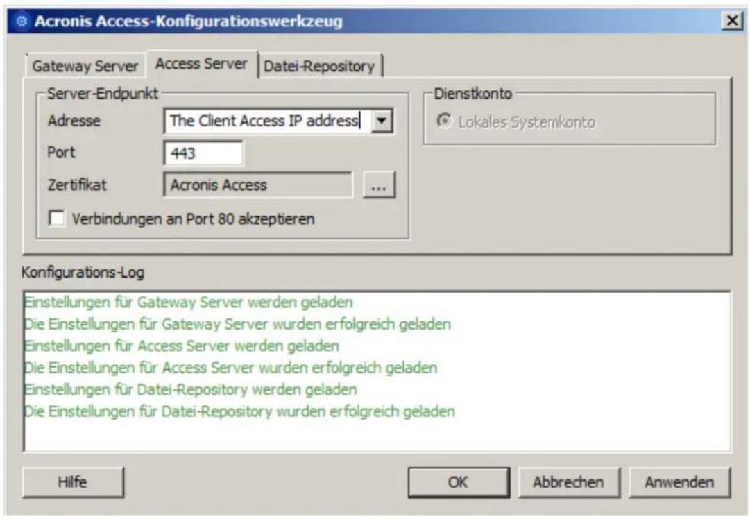 ACRONIS Access (Administrator) - Rolle starten und Konfigurationswerkzeug verwenden - 2