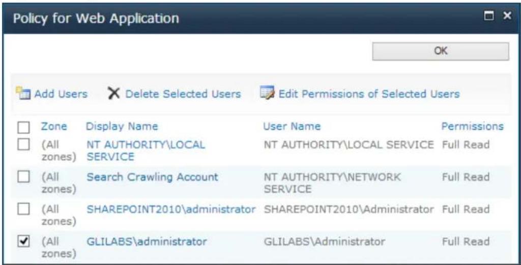ACRONIS Access (Administrator) - Führen Sie die folgenden Schritte (für SharePoint 2010) aus, um für Ihr Konto den vollständigen Lesezugriff zu konfigurieren: - 4
