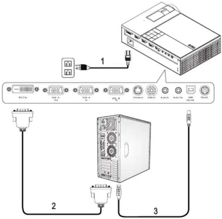 DELL 1609WX - Anschließen eines Computers mit einem VGA-Kabel - 4