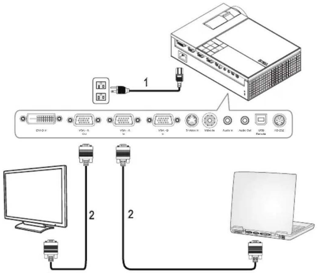DELL 1609WX - Anschließen eines Computers mit einem VGA-Kabel - 9