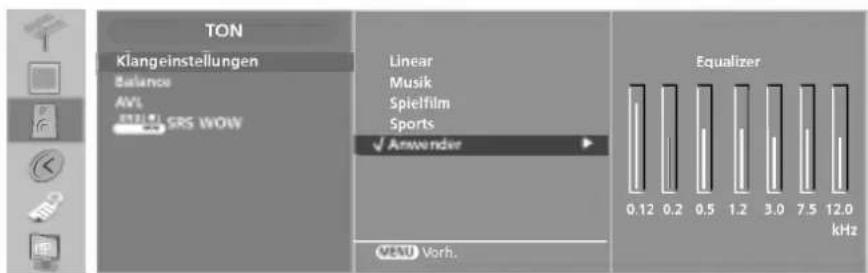 LG 32LP1DA - Frequenzbereiche einstellen (Klangeinstellungen - Anwenderoption) - 1