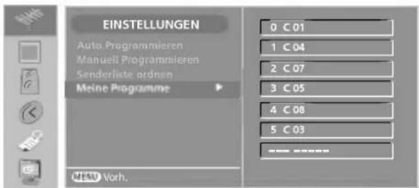 LG 32LP1DA - Meine Programme - 1