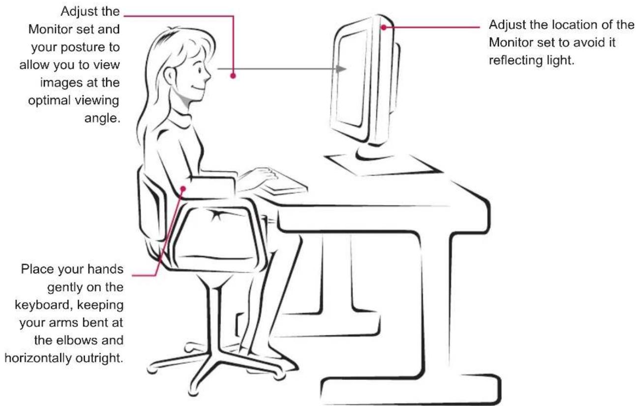 LG 27MB65PY-W - Proper posture for using the Monitor set. - 1