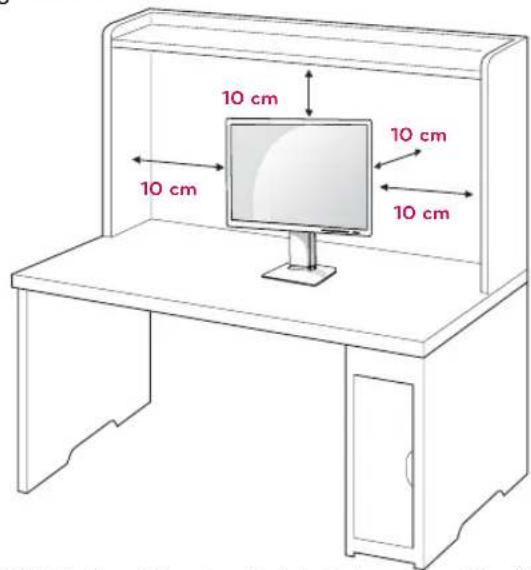 LG 24EB23PY-W - Installation auf einem Tisch - 1