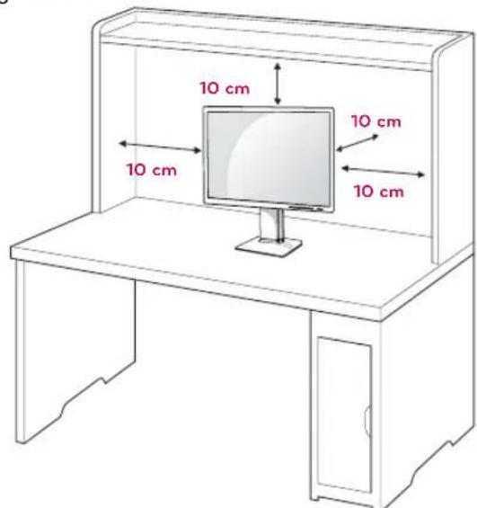 LG 24EB23PM-W - Installation auf einem Tisch - 1