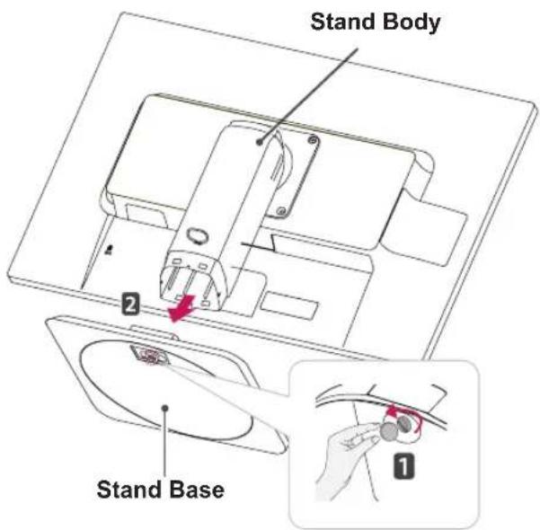 LG 24BK55WY - Detaching the stand base - 1