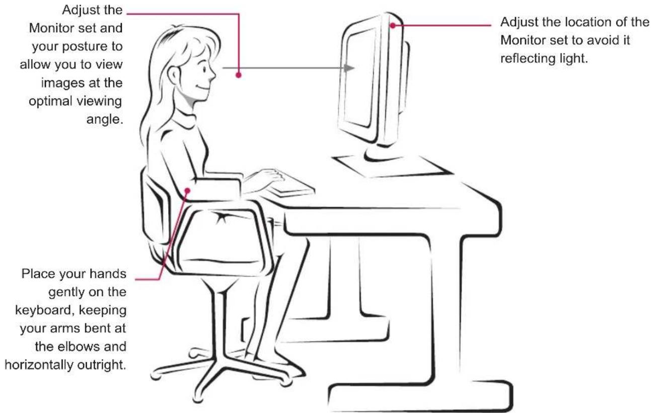LG 23M45H-B - Proper posture for using the Monitor set. - 1