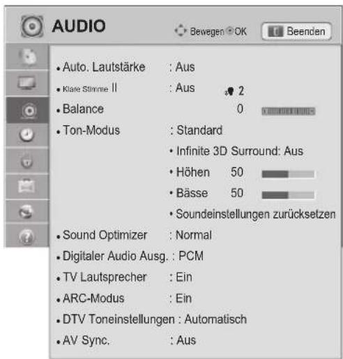 LG 60PZ755S - Einstellungen im Menü AUDIO - 1