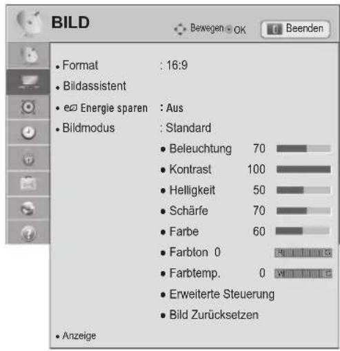 LG 60PZ755S - Einstellungen im Menü BILD - 1