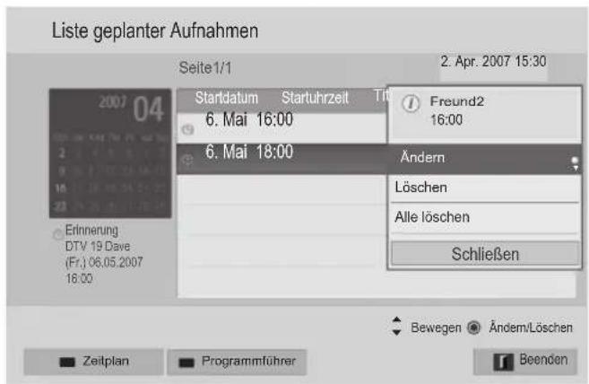 LG 60PZ755S - Liste geplanter Aufnahmen initialisieren - 1