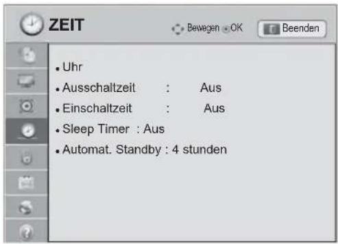 LG 50PZ755S - Einstellungen im Menü ZEIT - 1