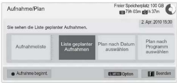 LG 50PZ755S - Liste geplanter Aufnahmen - 1