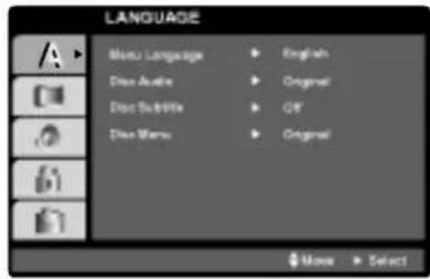 LANGUAGE Menu Language ▶ English Direct Audio ▶ Original Direct Subtitle ▶ Off Direct Name ▶ Original Move ▶ Select