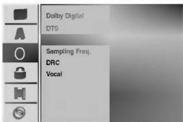 Dolby Digital DTS Sampling Freq. DRC Vocal