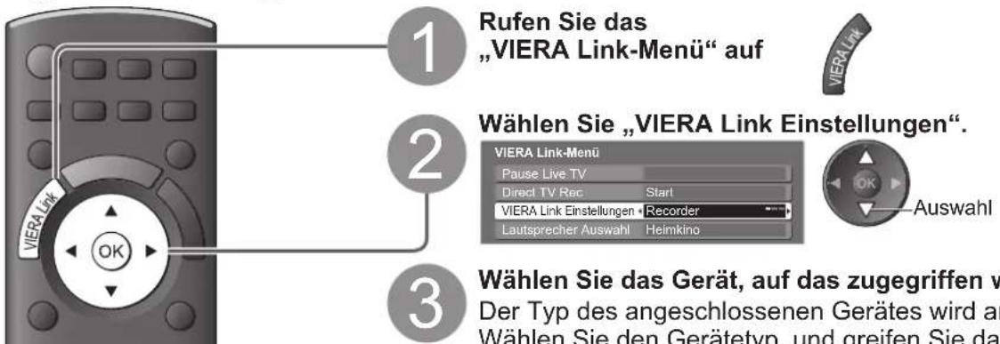 PANASONIC Viera TX-P50GW10 - Menüsteuerung eines angeschlossenen Gerätes über die VIERA-Fernbedienung VIERA Link Einstellungen - 1