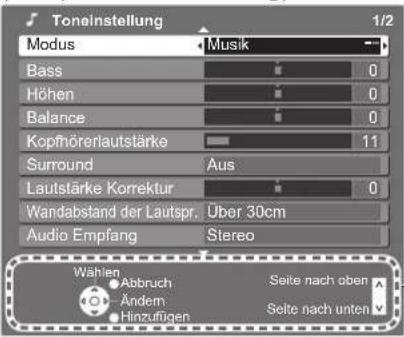 PANASONIC Viera TX-P50GW10 - (Beispiel: Toneinstellung) - 1