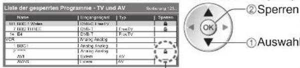 PANASONIC Viera TX-P46GQ21 - Sperren von Programmplätzen Kindersicherung - 3