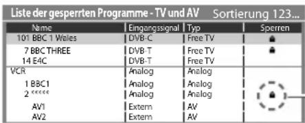 PANASONIC Viera TX-P42VT30Y - Wählen Sie den zu sperrenden Kanal / Eingang - 1