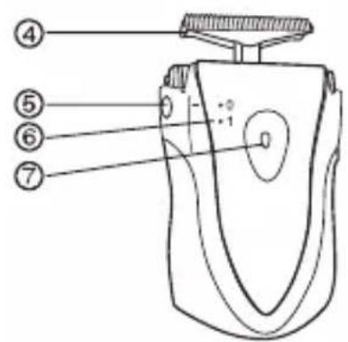 Diagram of a hairdryer with numbered parts labeled 4 through 7