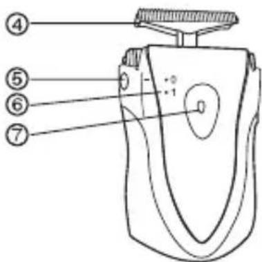 Diagram of a hairdryer with numbered parts labeled 0 to 7
