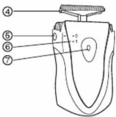 Diagram of a hairdryer with numbered parts labeled 4 through 7