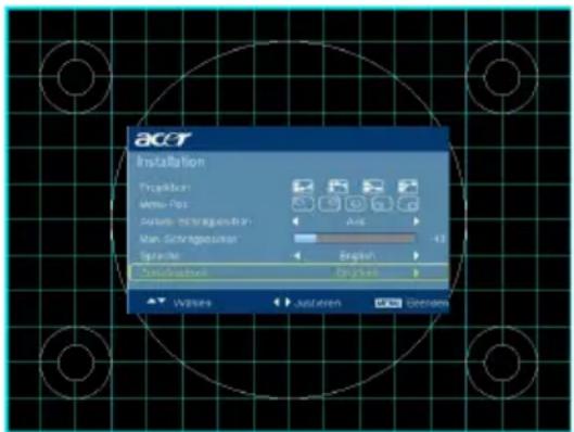 ACCT Installation Projection Menu Plus Settle-Intersegmentation Man-Schichtgeusser Sprachel Durchschnitt Witsches Justeren Datum