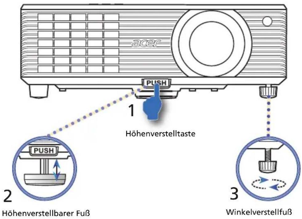 acer 1 Höhenverstelltaste 2 PUSH Höhenverstellbarer Fuß 3 Winkelverstellfuß