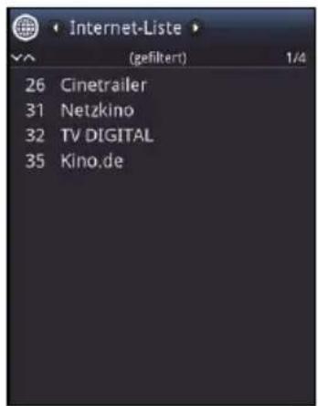 Internet-Liste (gefiktert) 1/4 26 Cinetrailer 31 Netzkino 32 TV DIGITAL 35 Kino.de
