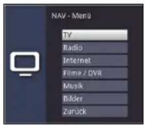 NAV - Menu TV Radio Internet Films / DVR Musk Bilder Zurück