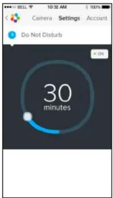 Camera Settings Account Do Not Disturb 30 minutes