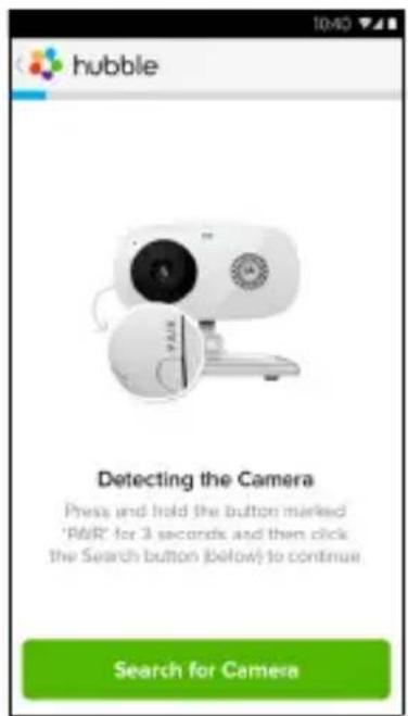 hubble Detecting the Camera Press and hold the button marked 'R&R' for 3 seconds and then click the Search button (below) to continue Search for Camera