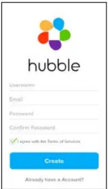 hubble Username Email Password Confirms Password ✓ I agree with the Terms of Services Create Already have a Account?
