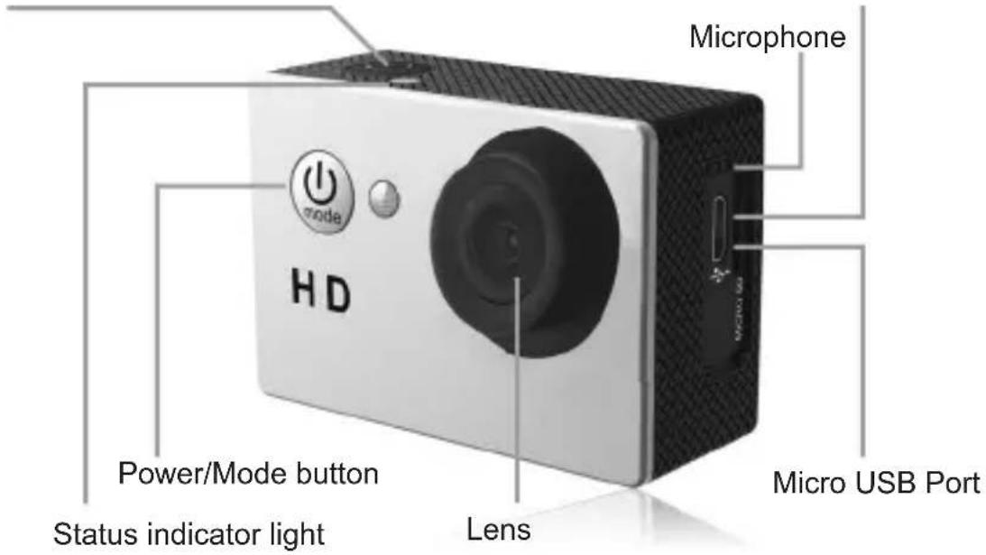 Microphone mode HD Power/Mode button Status indicator light Lens Micro USB Port