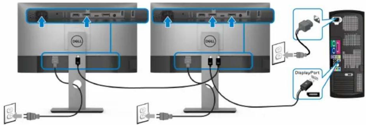 DELL UltraSharp U2520D - Anschluss des Monitors für DP MST-Funktion (Multi-Stream Transport) - 1