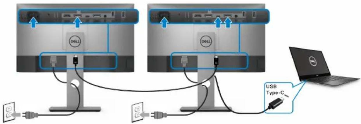 DELL UltraSharp U2520D - Anschluss des Monitors für USB-C Multi-Stream Transport (MST) Funktion - 1