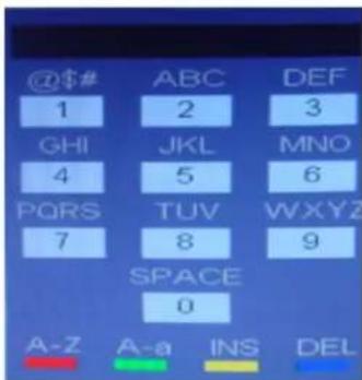 @$# ABC DEF 1 2 3 GHI JKL MNO 4 5 6 PQRS TUV WXYZ 7 8 9 SPACE 0 A-Z A-a INS DEL