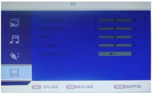 PC DPLACE RÉGLAGE 组织 SORTIE