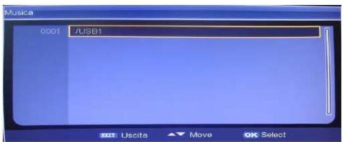 Musica 0001 /USB1 Edit Uscita ▼ Move OK Select