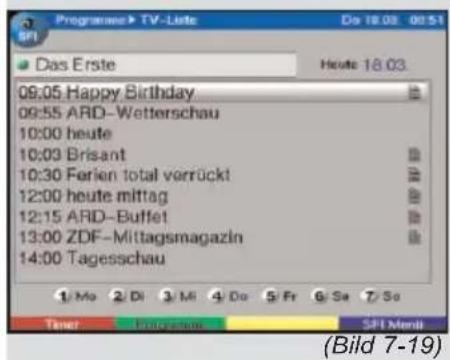 Programme ▶ TV-Liste Do 18.03 00:51 Das Erste Heute 18.03 09:05 Happy Birthday 09:55 ARD-Wetterschau 10:00 heute 10:03 Brisant 10:30 Ferien total verrückt 12:00 heute mittag 12:15 ARD-Buffet 13:00 ZDF-Mittagsmagazin 14:00 Tagesschau 1 Mo 2 Di 3 Mi 4 Do 5 Fr 6 Sa 7 So Tener Programms SFI Mendi (Bild 7-19)