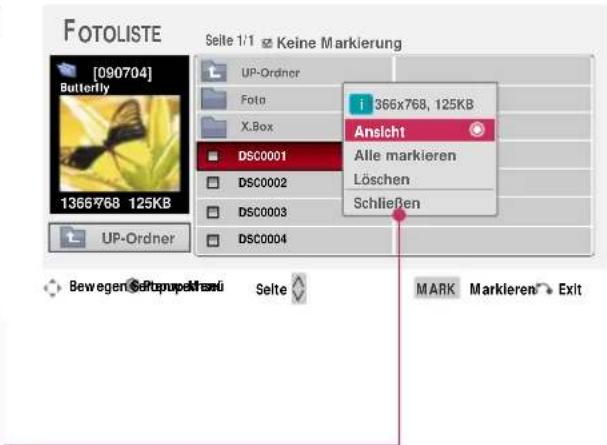 FOTOLISTE Seite 1/1 ☑ Keine Markierung [090704] Butterfly 1366*768 125KB UP-Ordner Fota X.Box DSC0001 DSC0002 DSC0003 DSC0004 366x768, 125KB Ansicht Alle markieren Löschen Schließen Bewegen: Soptupen: Masni Selte MARK Markieren: Exit