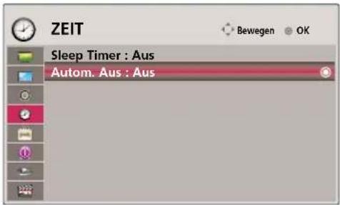 ZEIT Sleep Timer : Aus Autom. Aus : Aus