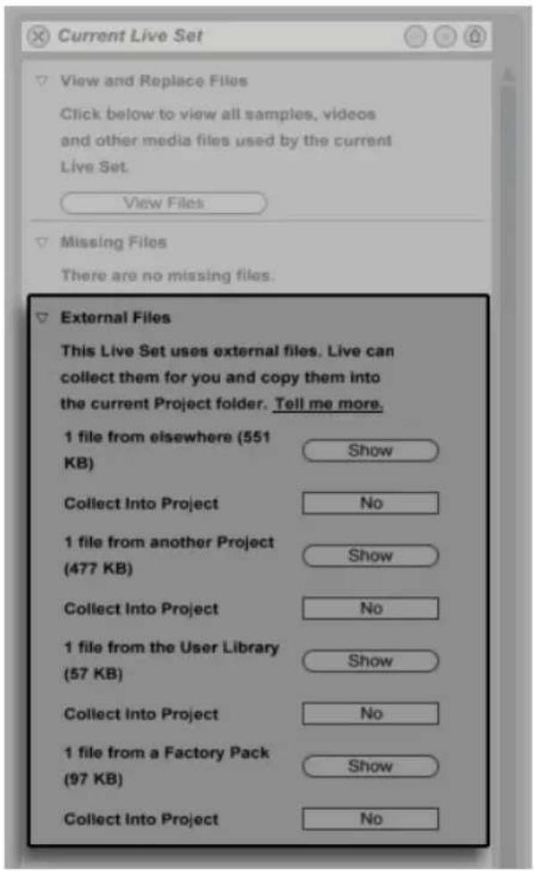 ABLETON Live 9 - Das Sammeln externer Dateien - 1
