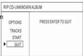 RIP CD-UNKNOWN ALBUM OPTIONS TRACKS START QUIT PRESS ENTER TO QUIT